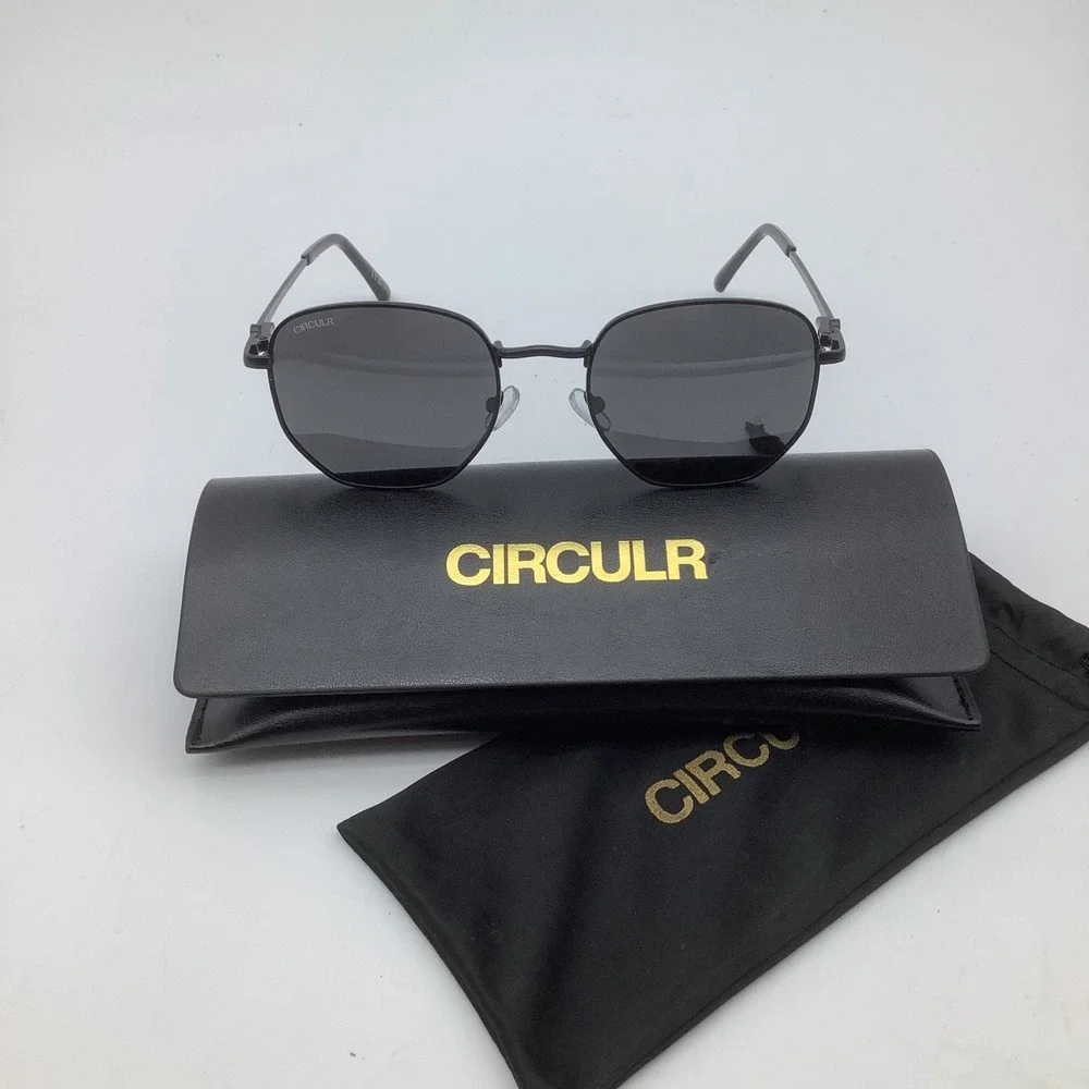 CIRCULR Hexagonal Matte Black Metal Sunglasses Cat 3 Lenses New